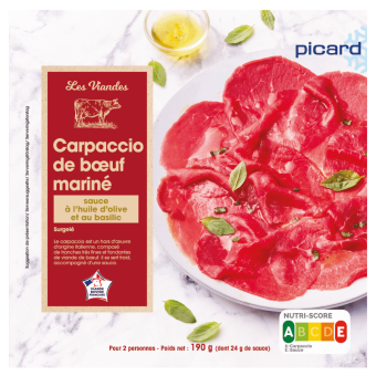 Carpaccio de bœuf et sa marinade à l'huile d'olive 5 % et au basilic - 14187 - Picard Réunion