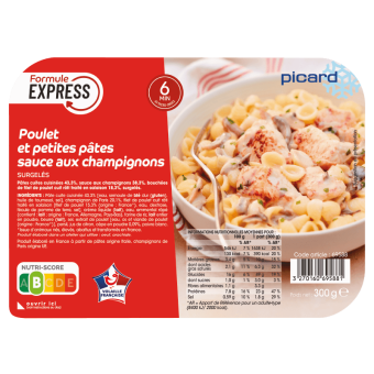 Poulet et petites pâtes sauce aux champignons - 69588 - Picard Réunion