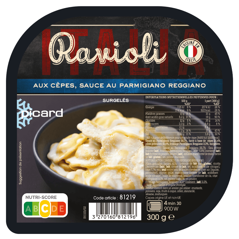 Ravioli aux cèpes sauce au parmesan - 81219 - Picard Réunion