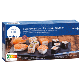 Assortiment de 12 sushi au saumon - 86203 - Picard Réunion