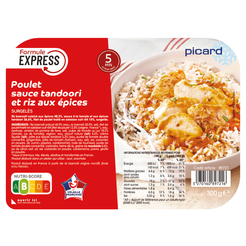 Poulet sauce tandoori et riz aux épices - 89721 - Picard Réunion