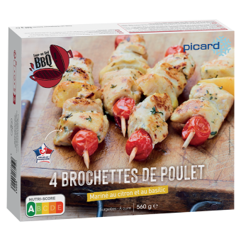 4 brochettes de poulet mariné au citron et au basilic - 60941 - Picard Réunion
