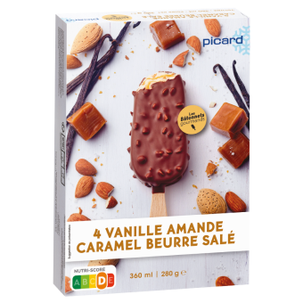 4 glaces Best vanille-amande-caramel beurre salé - 73043 - Picard Réunion