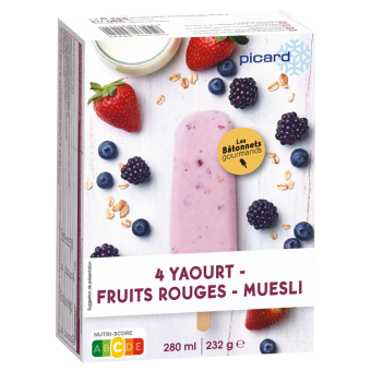 4 bâtonnets yaourt - fruits rouges - muesli - 84225 - Picard Réunion