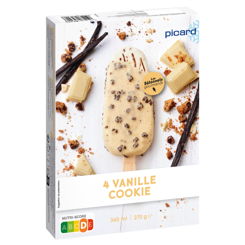 4 bâtonnets vanille cookie - 84300 - Picard Réunion