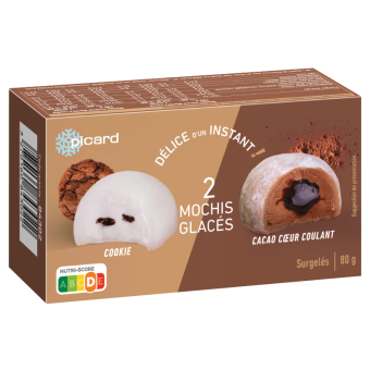 2 mochis glacés cacao coeur coulant / cookie - 84302 - Picard Réunion