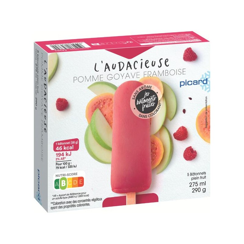 5 bâtonnets pomme, goyave, framboise