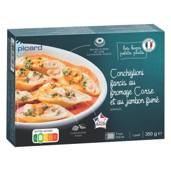 Gratin de conchiglioni farcis au fromage Corse et au jambon fumé
